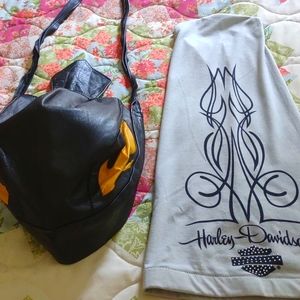 Harley Davidson hair wrap & leather doo-rag